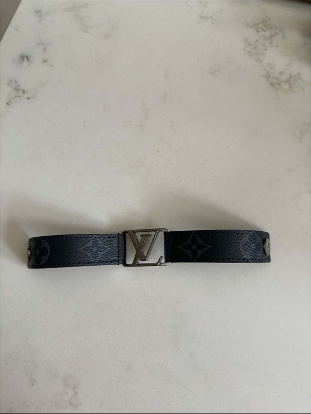 Authentic Hockenheim Bracelet Monogram Eclipse Canvas Leather and Metal LV
